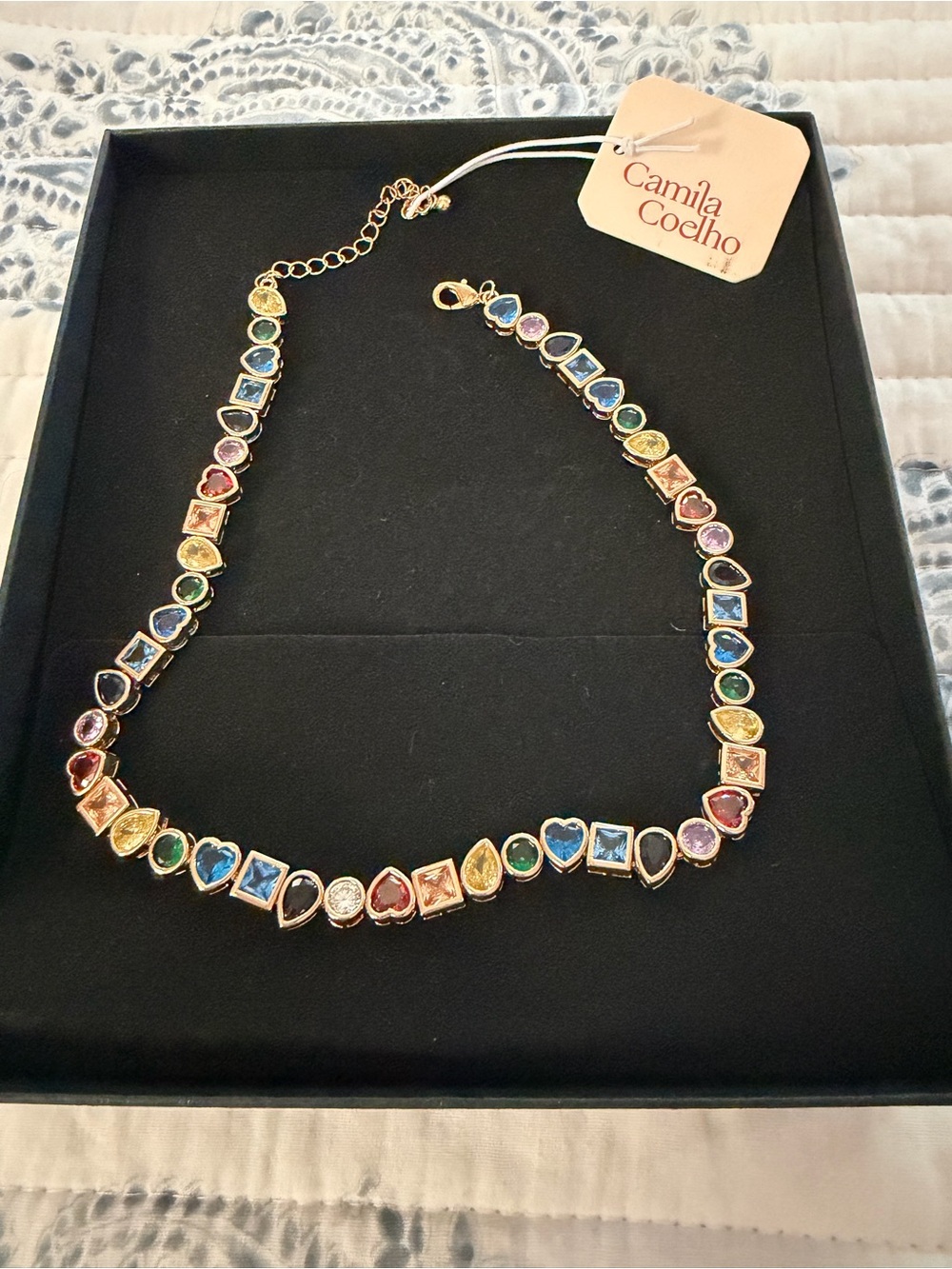 Camila Coelho Rainbow Crystal Link Necklace - Gold